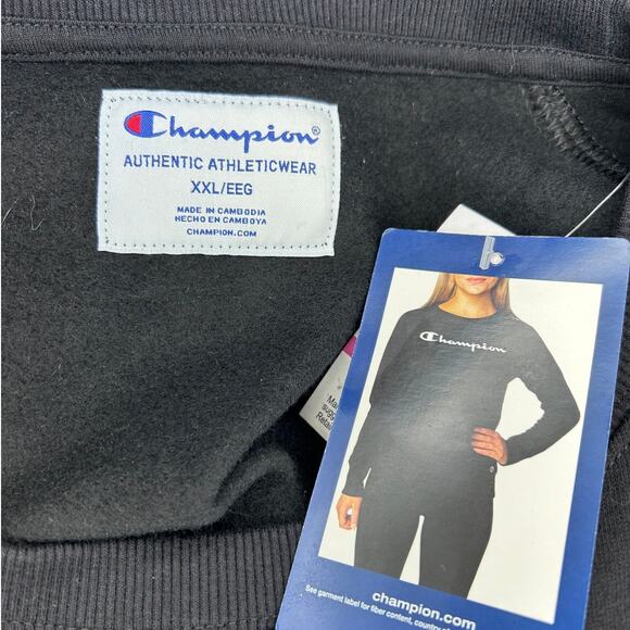 Champion Women’s Long Sleeve Crewneck Sweatshirt, Black, size XXL - Picture 8 of 13